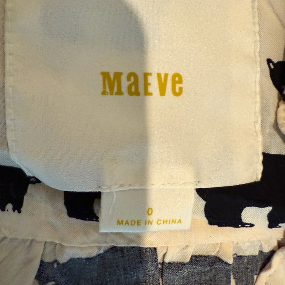 Anthropologie Maeve Woodland Walk Bear Print Button Down Blouse Shirt Women’s 0 - Picture 4 of 8